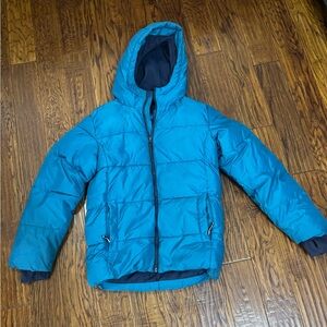 Blue Hooded Puffer Jacket